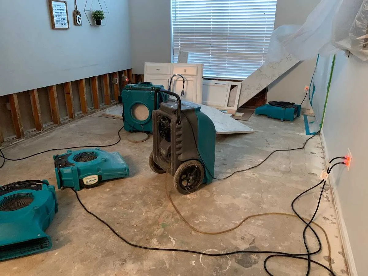 Dehumidifier in flood-cut room for Water Damage Restoration in Lackawanna